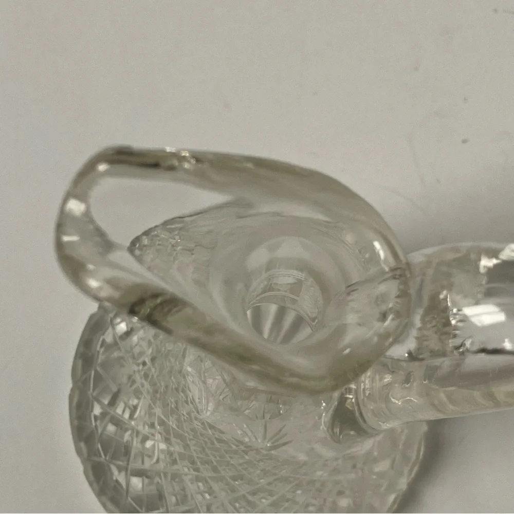 Cut Glass Crystal Vase Or Cruet Facet No Stopper Vintage 7” Clear 4” wide